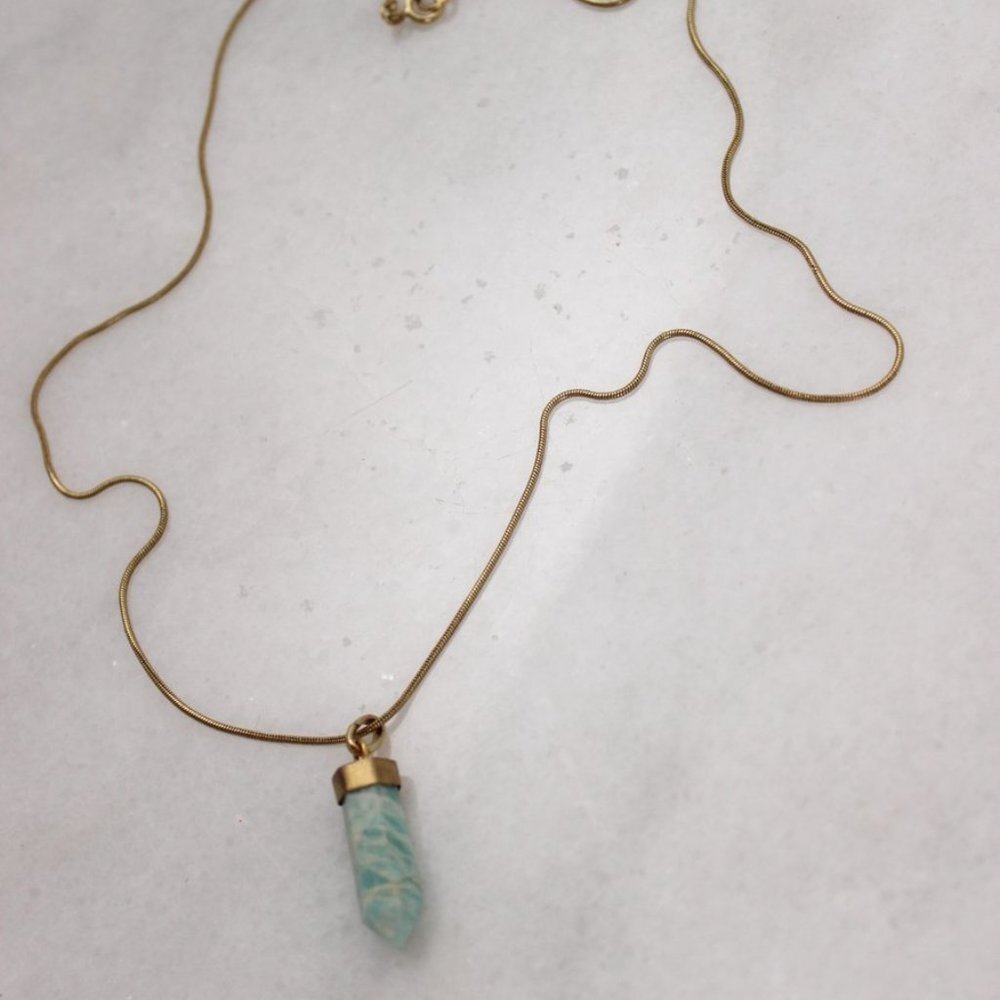 Isabel Marant Teal Quartz Stone Pendant Necklace